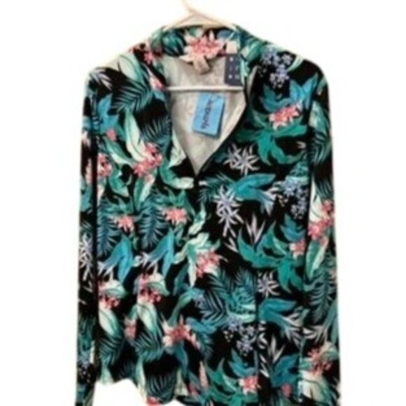 NWT Tommy Bahama Golf Womens Large Floral Long Sleeve Shirt - Picture 1 of 3